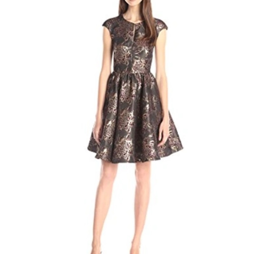 Ted Baker floral metallic fit and flare dress